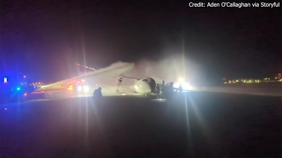 The plane's fire is extinguished