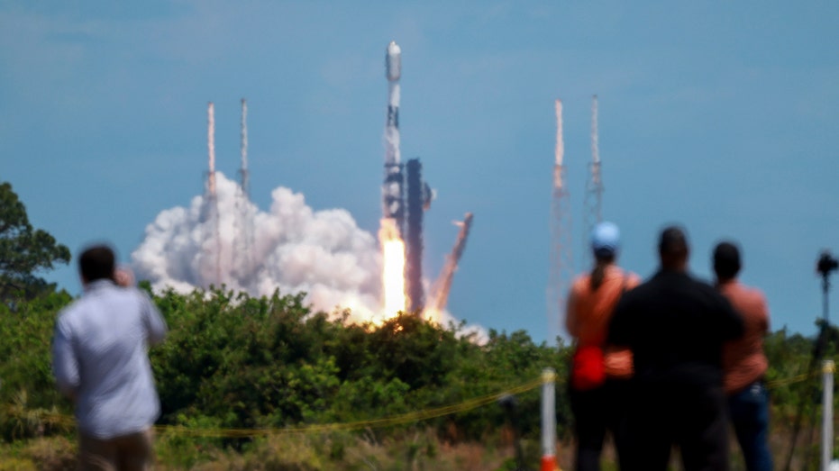 Falcon 9 launch from Florida with spectators