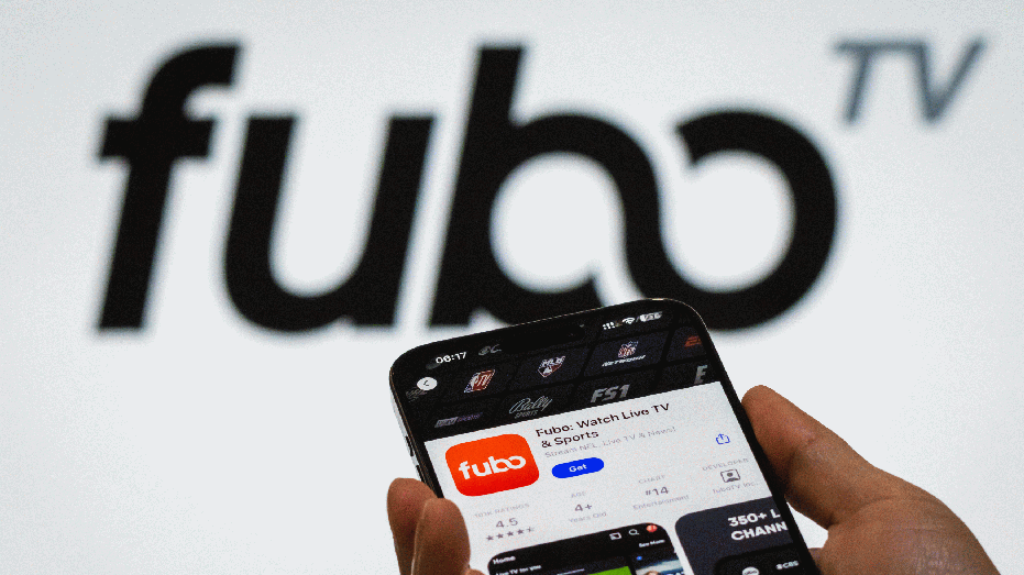 CHONGQING, CHINA - OCTOBER 31: The Fubo app page is displayed on a smartphone in the Apple App Store in front of the FuboTV Inc. logo on October 31, 2024 in Chongqing, China. (Photo by Cheng Xin/Getty Images)