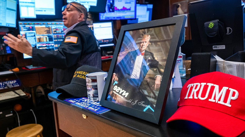 Trump memorabilia on NYSE desk