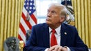 WASHINGTON, DC - FEBRUARY 03: U.S. President Donald Trump speaks to reporters in the Oval Office of the White House on February 03, 2025 in Washington, DC. After signing a series of executive orders and proclamations, Trump spoke to reporters about a range of topics including recent negotiations with Mexico on tarriffs.