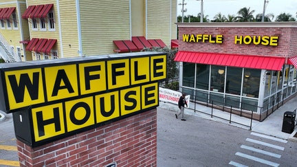 MIAMI GARDENS, FLORIDA - JULY 30: In an aerial view, a Waffle House restaurant on July 30, 2024 in Miami Gardens, Florida. The restaurant chain created in the state of Georgia in 1955 now has over 1,900 locations in 25 states in the United States. (Photo by Joe Raedle/Getty Images)