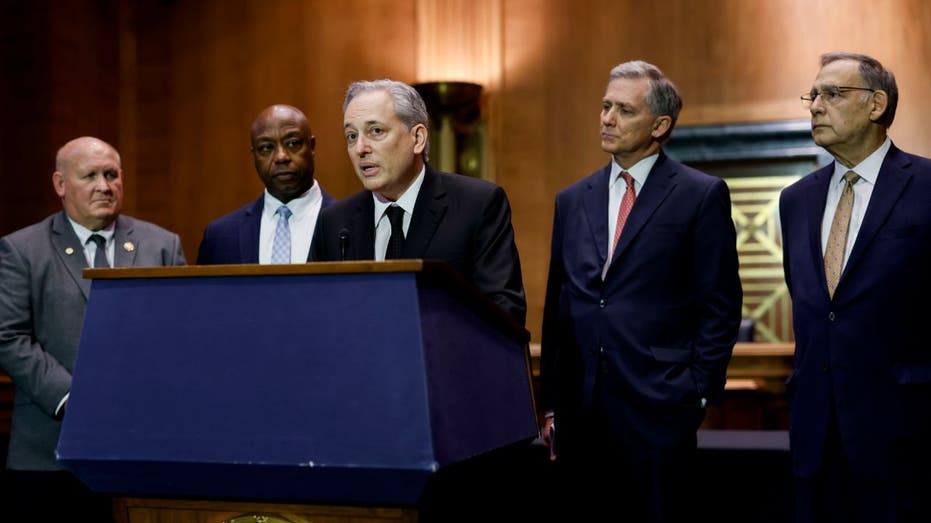 David Sacks, legislators at the press conference