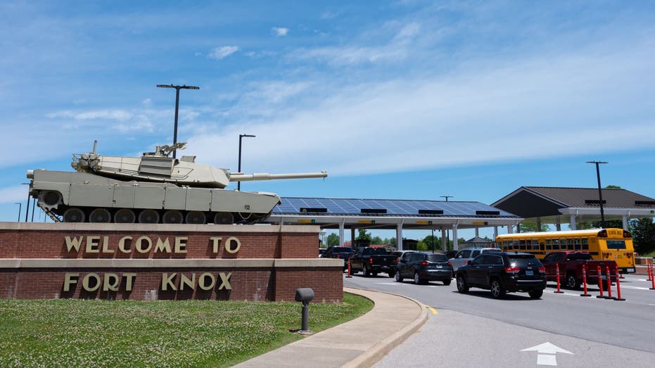 Fort Knox entrance with tank display