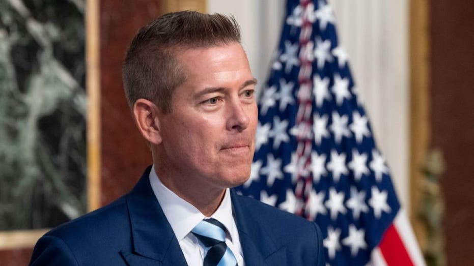 Sean Duffy, US secretary of transportation, during a swearing-in ceremony in Washington, DC, US, on Wednesday, Jan. 29, 2025. Duffy tackled his first road rules challenge within hours of taking the helm of the Transportation Department, ordering a rewrite Tuesday night of stringent federal fuel economy rules for cars that were enacted by former President Joe Biden. Photographer: Chris Kleponis/CNP/Bloomberg via Getty Images
