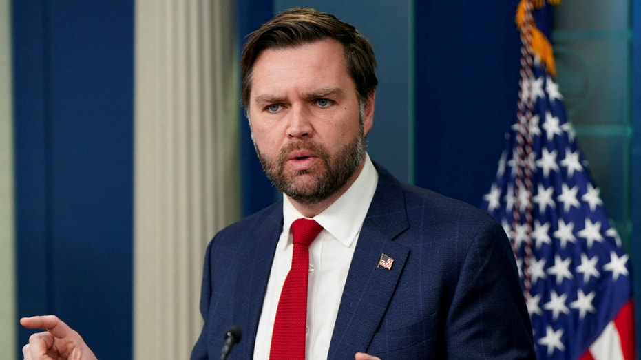 Vice President JD Vance speaks to reporters on Jan. 30, 2025 about Wednesday's deadly midair collision between a U.S. Army Black Hawk helicopter and American Eagle Flight 5342 near Ronald Reagan Washington National Airport.