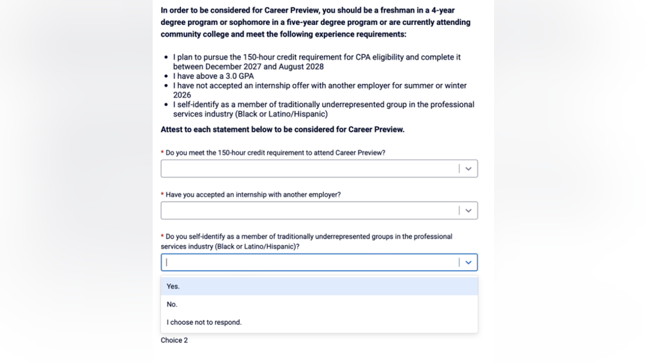 screenshot of pwc application