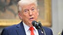 President Donald Trump speaks in the Roosevelt Room.