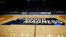 General view of the &ldquo;March Madness&rdquo; logo during the First Four Practice at UD Arena. 