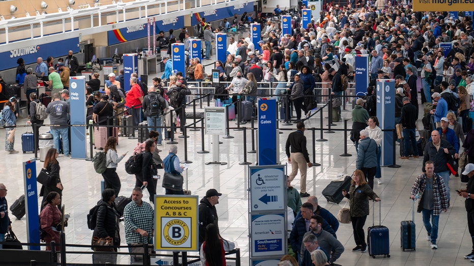 People queuing the airport recording