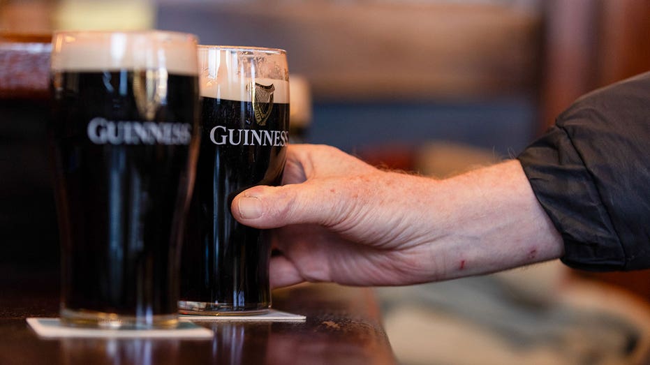 The amplifiers from Guinness on a bar in a bar in Dublin, Ireland, on Tuesday, November 26, 2024. Ireland is holding general elections on November 29. Photographer: Patrick Bolgger/Bloomberg through Getty Em.