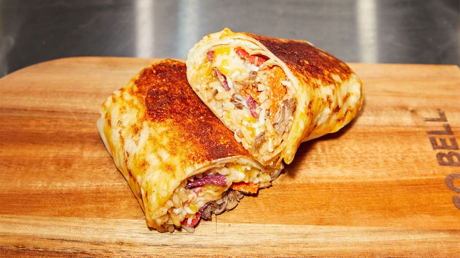 Grilled cheese burrito with bright beef