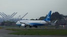 A Boeing 737 MAX plane, intended for China&apos;s Xiamen Airlines, arrives at King County International Airport after returning from China in Seattle, Washington, on April 19, 2025. 