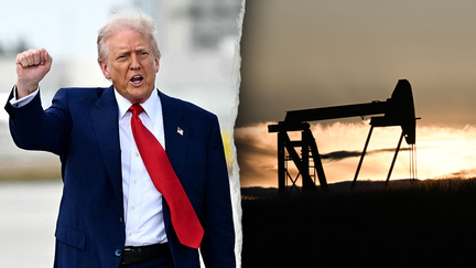 President Trump, l., and an oil drill, r. - Fox Business News
