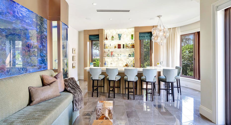A view of the bar area with the fish tank