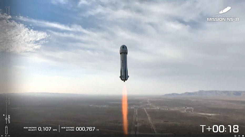Blue Origin rocket taking off
