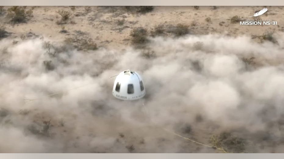 Blue Origin capsule with Katy Perry inside lands back to earth creating a lot of dust