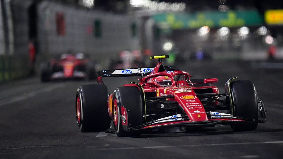 Ferrari racecar on a Formula 1 track