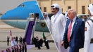 Air Force One and Trump with Qataris 