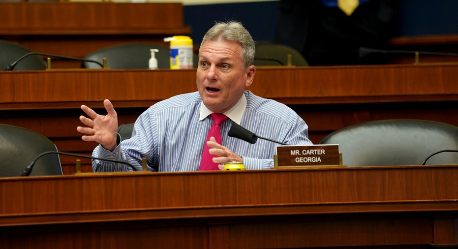 Rep. Buddy Carter, R-Ga., asks questions to Mike Bowen, executive vice president of Prestige Ameritech, during a House Energy and Commerce Subcommittee on Health hearing to discuss protecting scientific integrity in response to the coronavirus disease (COVID-19) outbreak on Capitol Hill in Washington, on May 14, 2020.