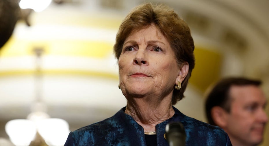 Sen. Jeanne Shaheen, D-N.H., speaks during a news conference following the weekly Senate Democratic policy luncheon meeting at the U.S. Capitol Building on Sept. 19, 2023, in Washington, D.C.