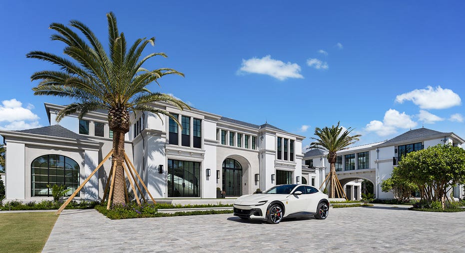 A view of the front of the $85 million home in Naples