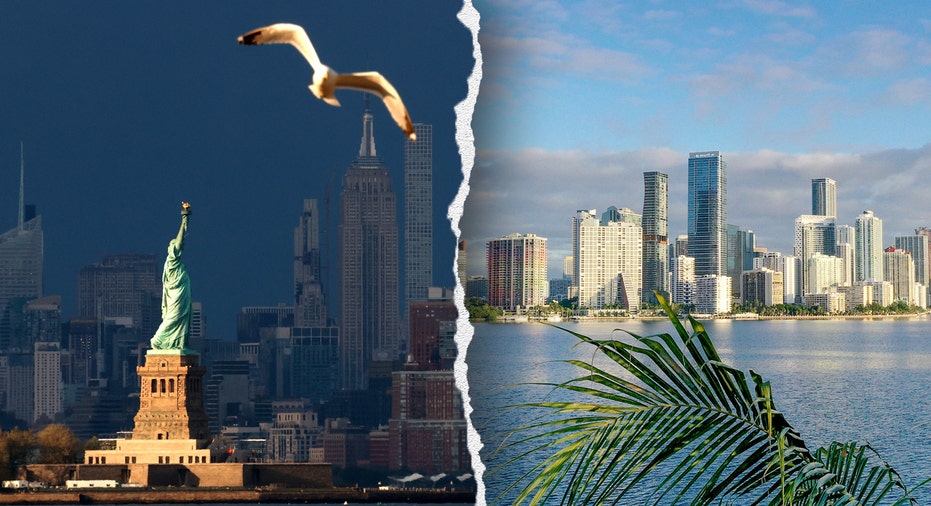 New York City and Miami skylines