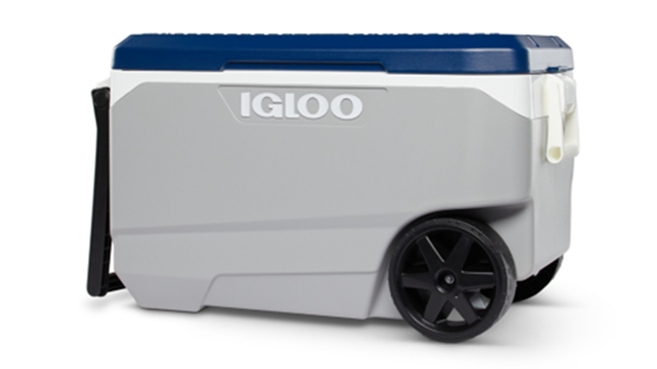 Igloo cooler with gray bottom and blue top