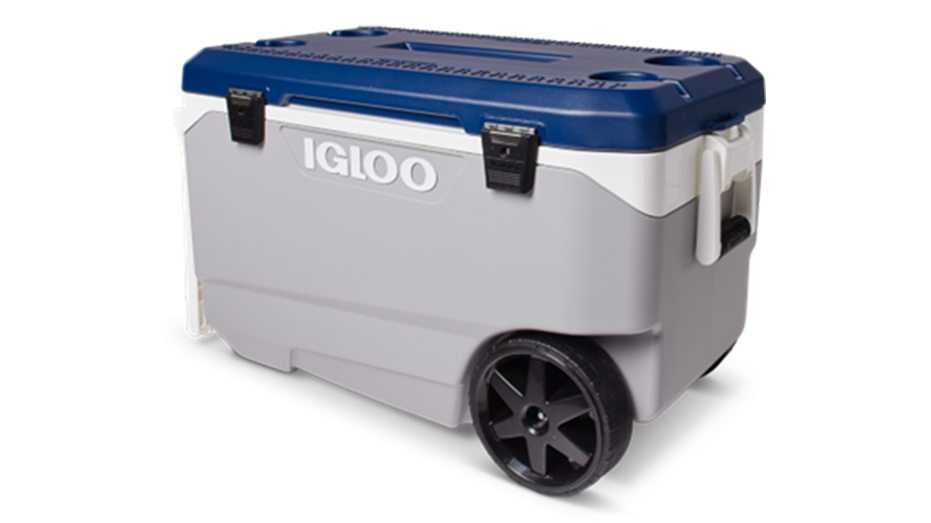 Igloo cooler with gray bottom and blue top