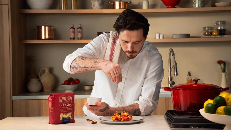 Brooklyn Peltz Beckham making pasta with Barilla
