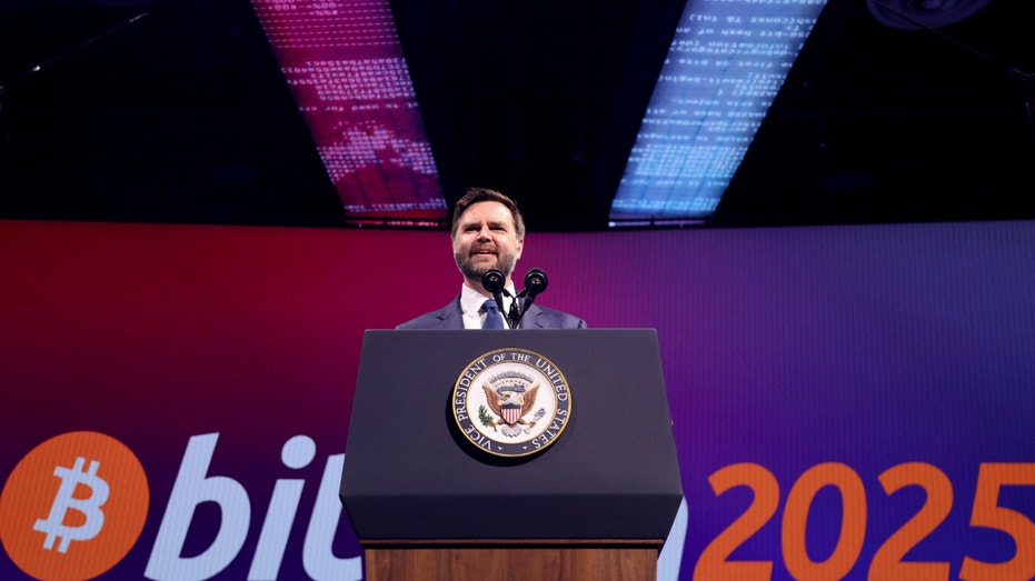 Vice President JD Vance speaks on May 28, 2025 during the Bitcoin Conference at the Venice Convention Center in Nevada Las Vegas in Nevada.