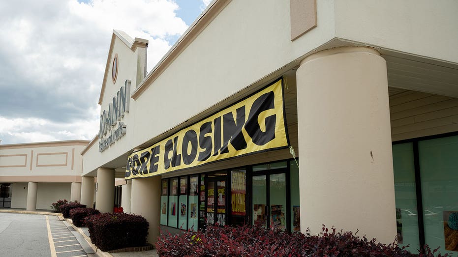 A "Store Closing" sign displayed outside a Joann store in Savannah, Georgia, US, on Saturday, April 12, 2025. Wall Street economists maintained their forecasts for a sharp slowdown in US economic growth and warned recession risk is still elevated despite the Trump administration's decision this week to delay major tariffs on a wide range of trading partners. Photographer: Parker Puls/Bloomberg via Getty Images
