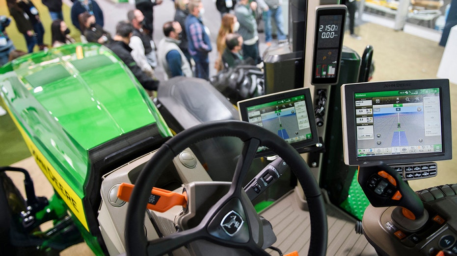 Inside the cab of the John Deere 8R fully autonomous tractor