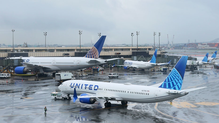 United Airline planes at gates