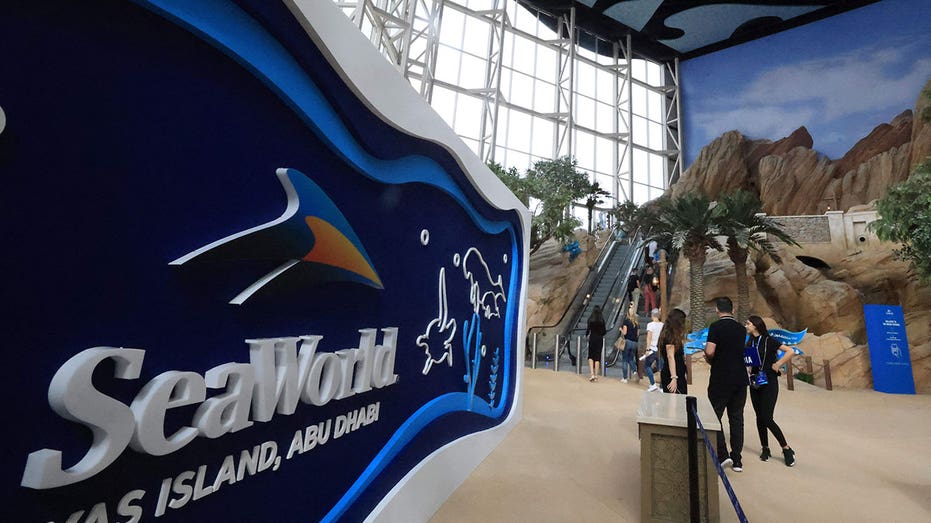People tour at SeaWorld, the region's first marine life theme park, on Yas Island in Abu Dhabi on May 21, 2023. (Photo by Karim SAHIB / AFP) (Photo by KARIM SAHIB/AFP via Getty Images)