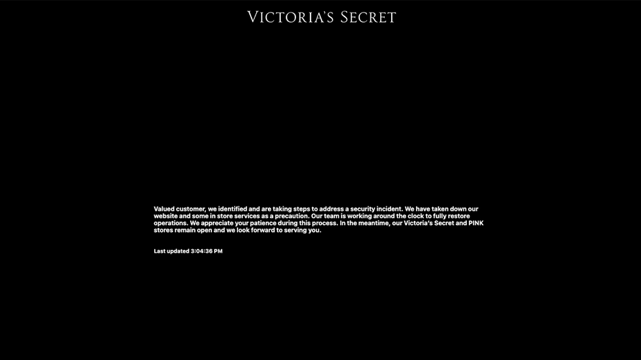 Message on Victoria's Secret's website