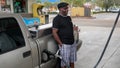 Patrick Patterson pumps gas at a Shell station on April 10, 2025 in Miami. - Fox News