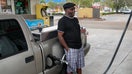 Patrick Patterson pumps gas at a Shell station on April 10, 2025 in Miami.  - Fox Business News