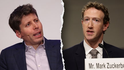 A split of Sam Altman, co-founder and CEO of OpenAI, and Mark Zuckerberg, CEO of Meta. - Fox Business News