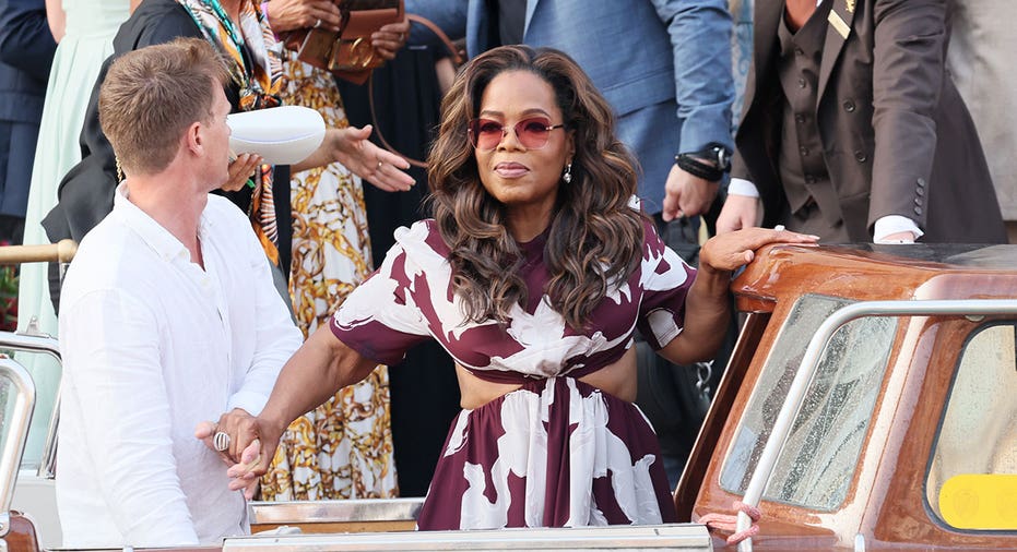 VENICE, ITALY - JUNE 26: Oprah Winfrey is sighting ahead of Jeff Bezos and Lauren Sanchez Wedding at Hotel Gritti on June 26, 2025 in Venice, Italy. (Photo by Ernesto Ruscio/GC Images)
