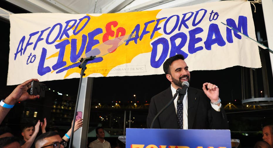 New York mayoral candidate, State Rep. Zohran Mamdani speaking in Long Island City, NYC