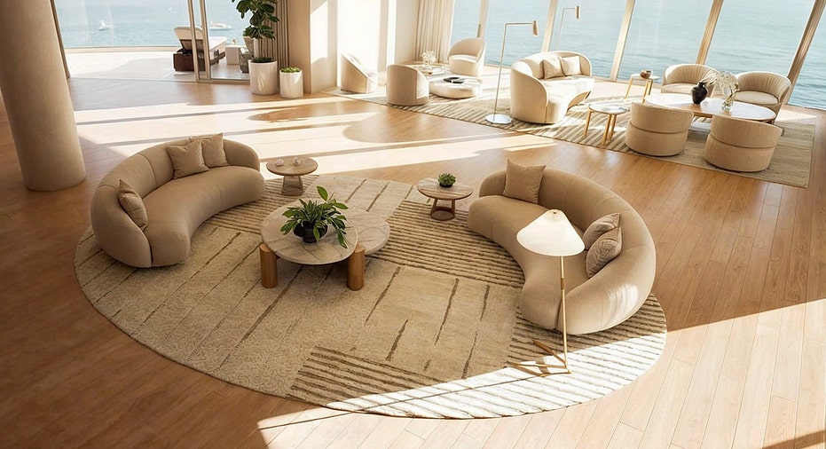 Rivage penthouse living room from above