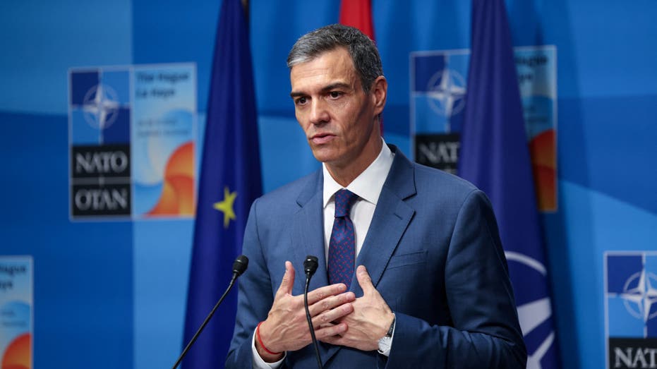 Spanish Prime Minister Pedro Sanchez attends a press conference at a NATO summit in The Hague, Netherlands June 25, 2025.