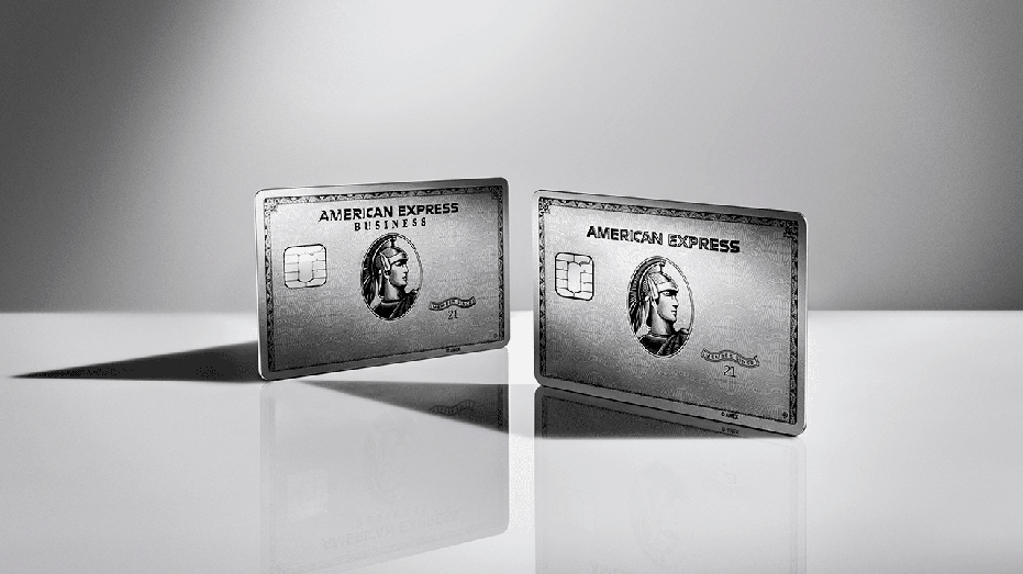 American Express Platinum Card Against Gray Background