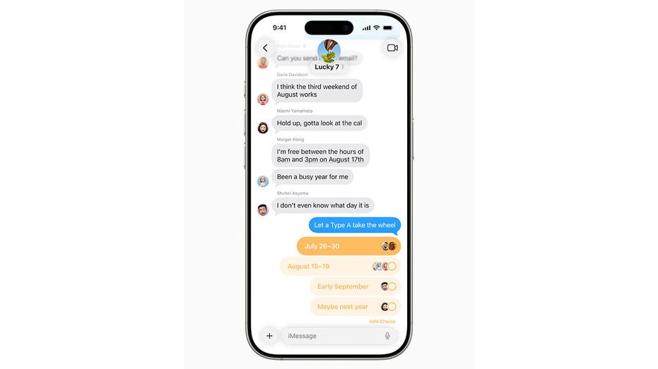 A view of a poll within Messages