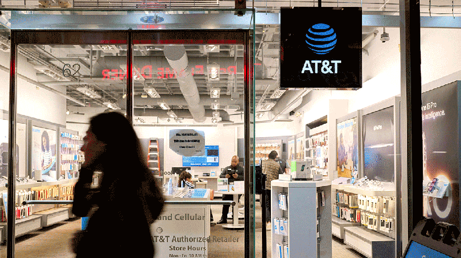 An AT&T store in New York, US, on Monday, Oct. 21, 2024. AT&T Inc. is scheduled to release earnings figures on October 23. Photographer: Gabby Jones/Bloomberg via Getty Images