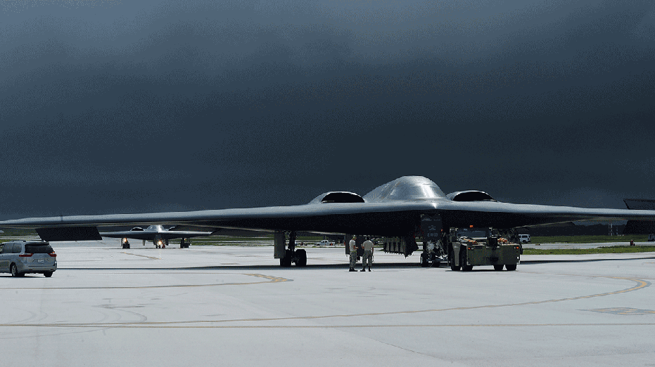 On August 24, 2016, multiple B-2 spirits for aircraft recovery will land as storm clouds gather at Andersen Air Force Base in Guam. . (Photo: Hum Images/Universal Images Group Getty Images Group)