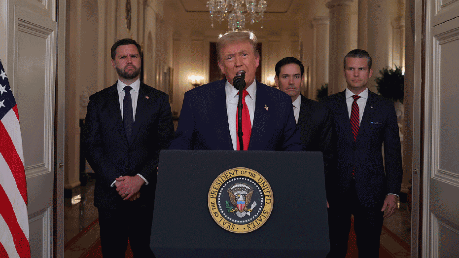 WASHINGTON, DC - June 21: US President Donald Trump gave a speech to the country from the White House in Washington on June 21, 2025, when DC President Donald Trump spoke to three Iranian nuclear facilities struck by US forces early Sunday. (Photo: Carlos Barrier - Pool/Getty Images)