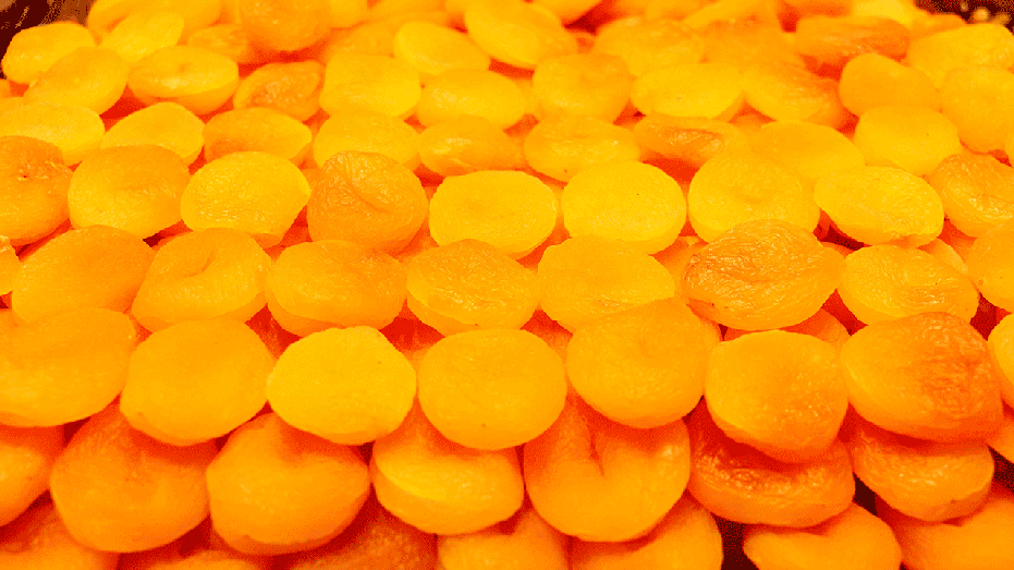 dried apricots at a market in Turkey