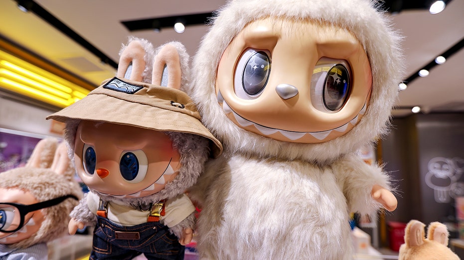 Close up of Labubu toys
